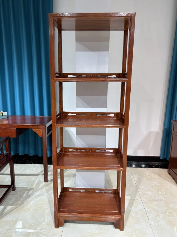 【红艺】老挝花梨木带围栏博古架书架尺寸长62*宽33*高178