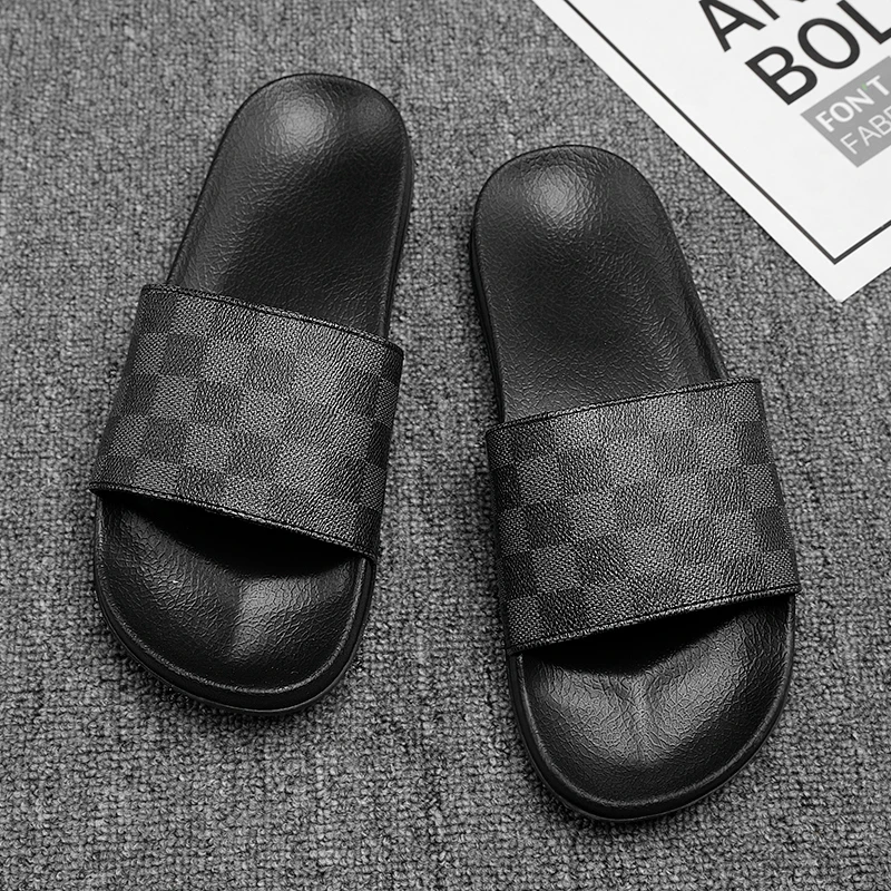 拖鞋男款外穿防滑防臭厚底外贸2024新款复合底刺绣家居高档一字拖