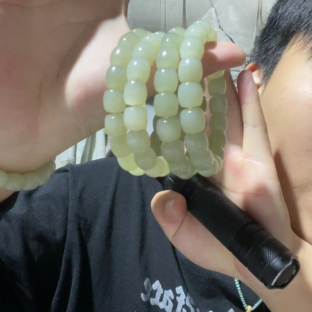 和田玉纯天然新疆钢板料直切手串卡12多样性发一未镶嵌