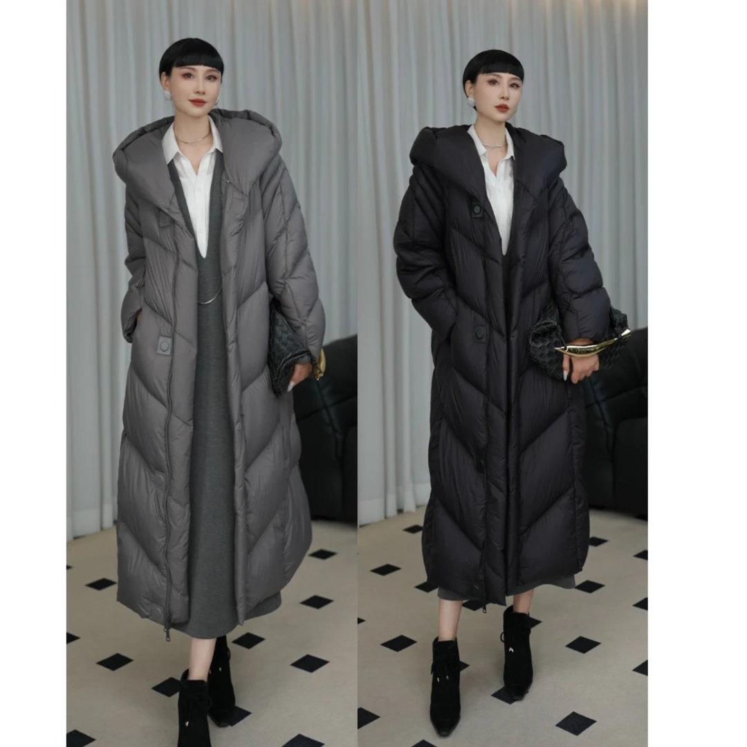 舒芙蕾-433克云朵鹅绒服时尚气质宽松版长款外套H44YG0092