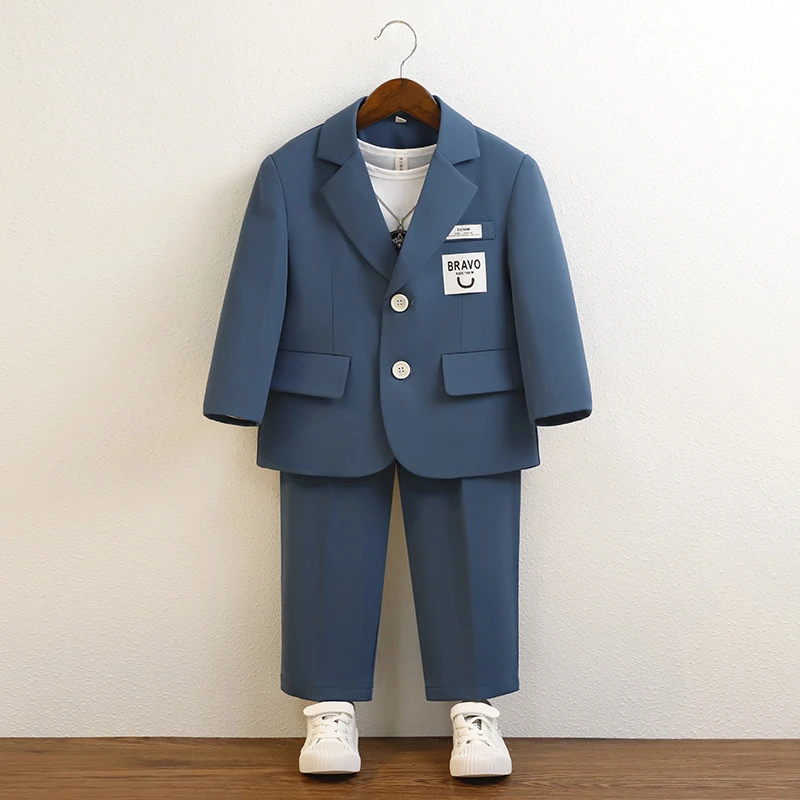 儿童西装男童休闲西服套装宝宝周岁生日婚礼服中小童摄影演出服潮