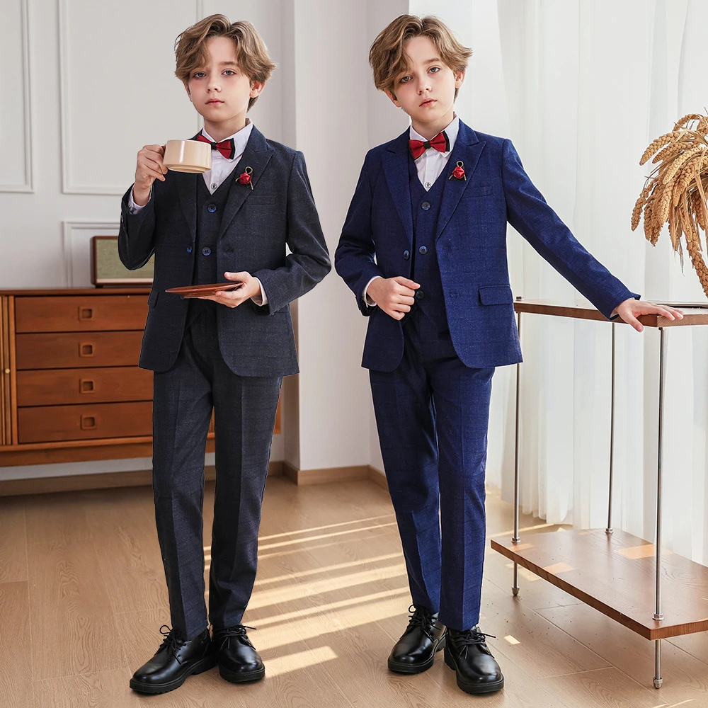 儿童西装套装男童活动主持钢琴演出服花童婚礼生日礼服男大童西服