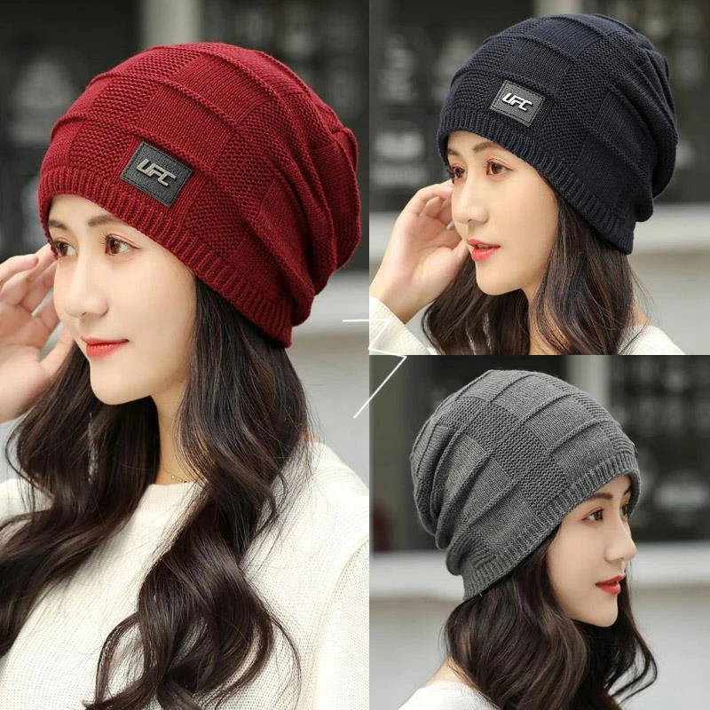 韩版毛线帽女ins黑色女帽时尚气质冬季针织帽子加绒保暖秋冬女士E