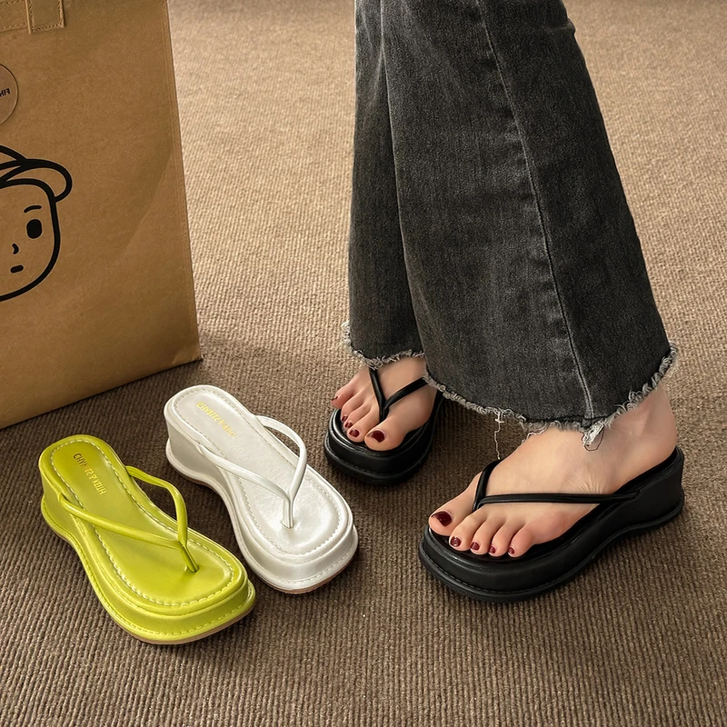 人字拖鞋女夏季外穿厚底松糕休闲增高2023新款高跟防滑沙滩凉拖鞋