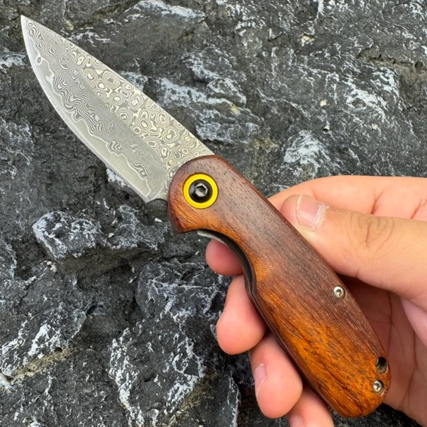 进口锻造大马士革钢户外烹饪露营手把肉刀