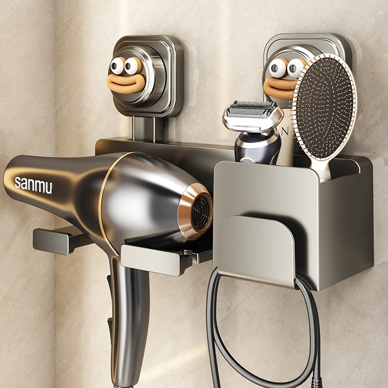 吸盘吹风机置物架壁挂式免打孔卫生间浴室电吹风筒支架浴室挂架子