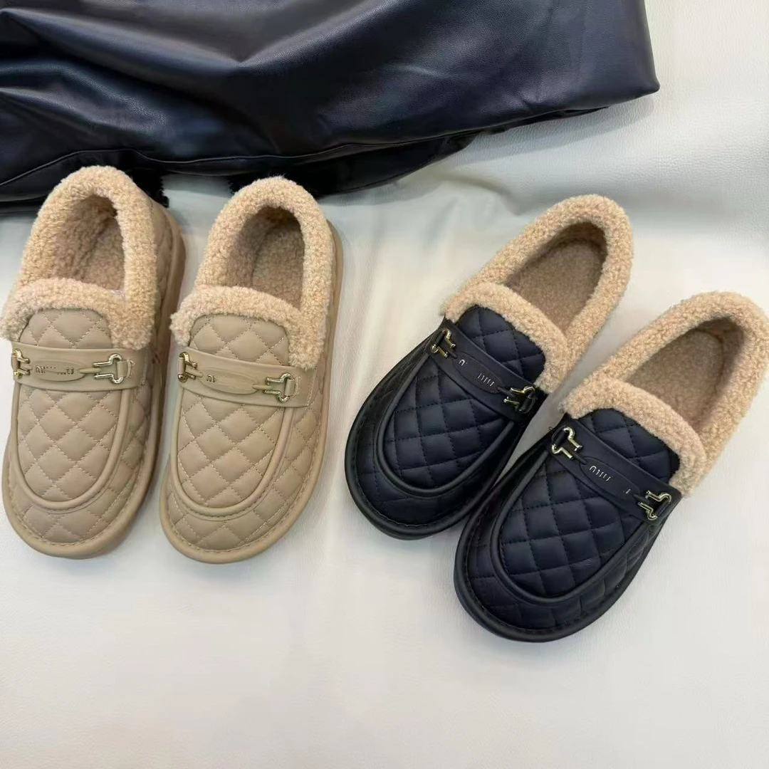 毛毛百搭厚底乐福鞋2024新款皮面舒适乐福鞋 8821-2