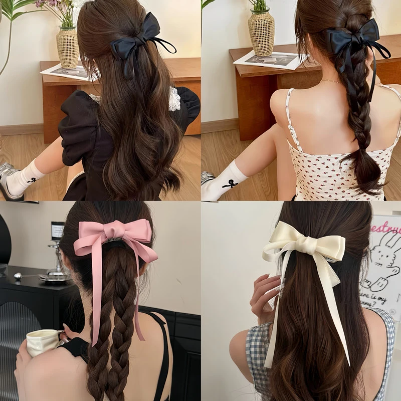 飘带蝴蝶结弹簧夹鸭嘴夹少女感法式千金感发夹后脑勺发卡夹子头饰