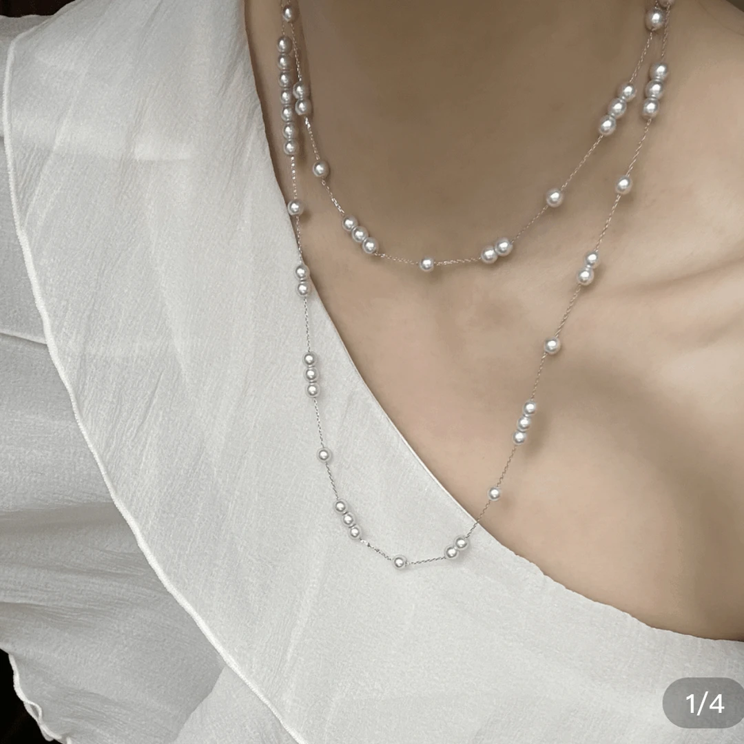 铜合金仿珍珠项链 C076 切花满天星项链女叠戴锁骨链设计感轻奢