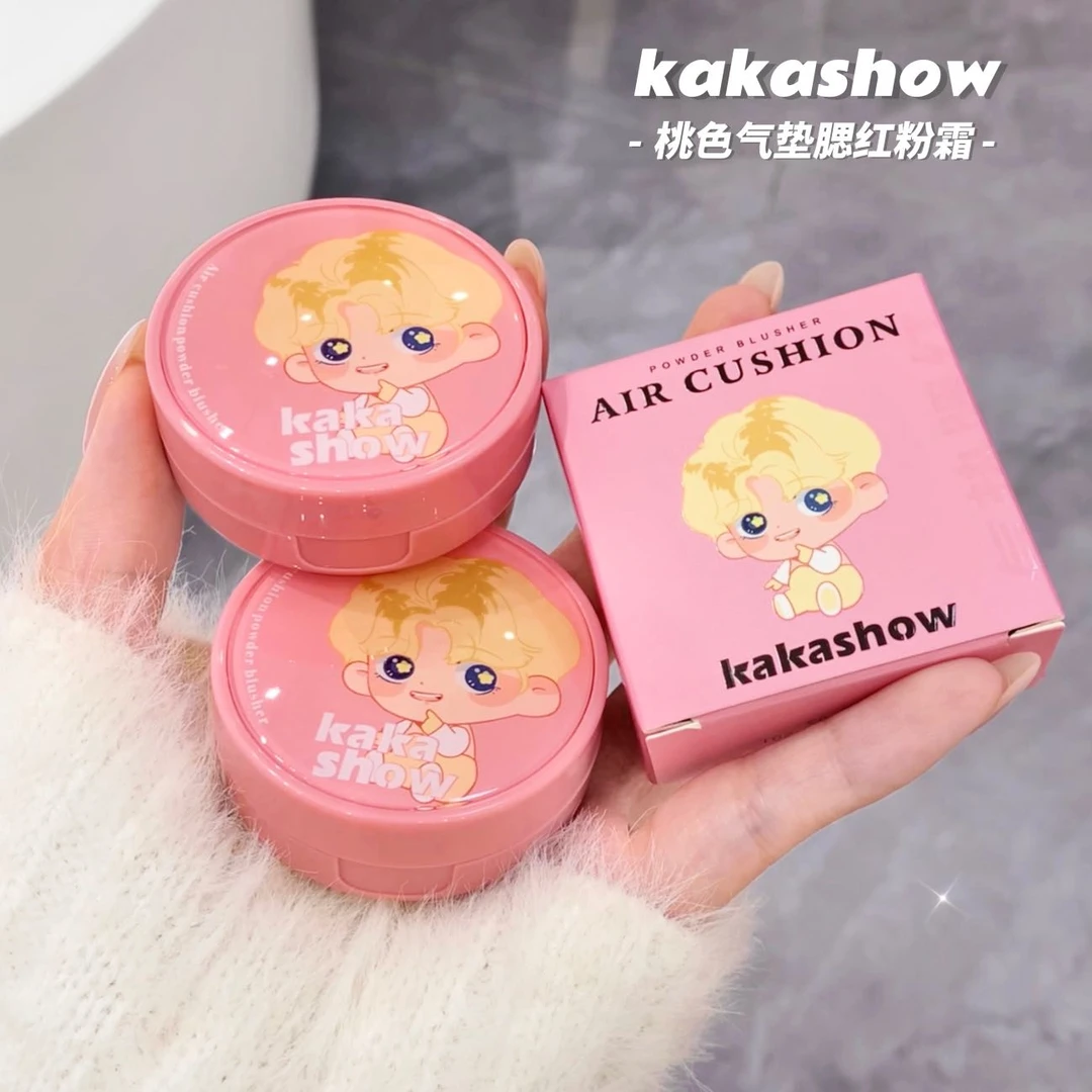 kakashow茶茶桃色嫩妹气垫腮红饱和奶杏色修容自然小众提亮高级