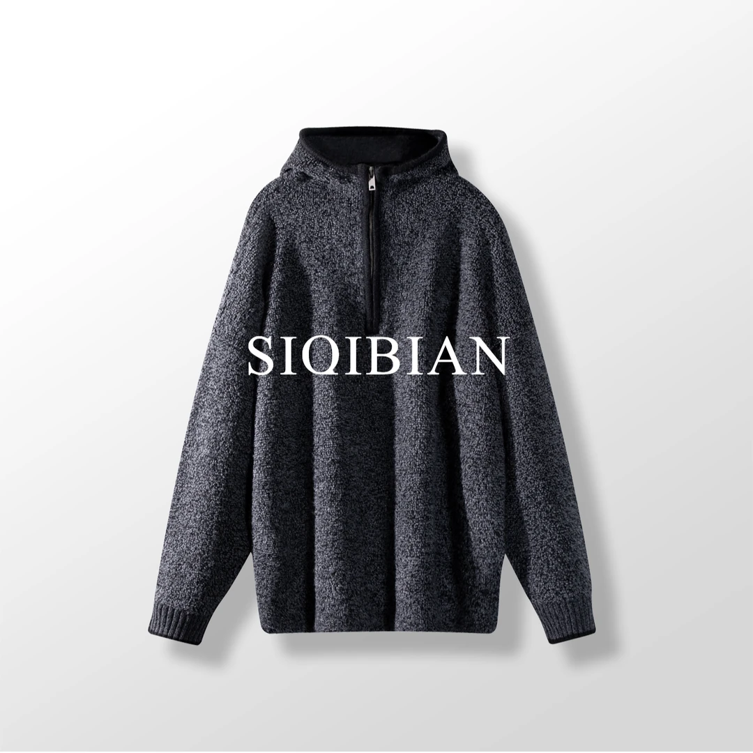 SIQIBIAN ｜25SS春季新品半拉链连帽羊M卫衣外套-131