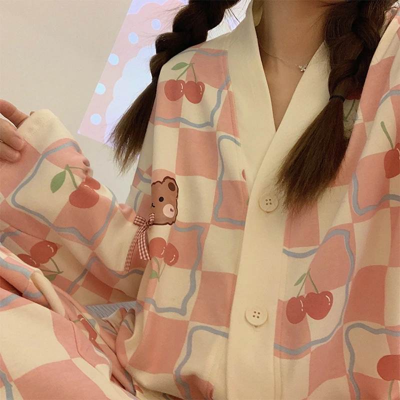 睡衣女秋冬季2023新款宽松高级感可外穿甜美风大码长袖家居服套装