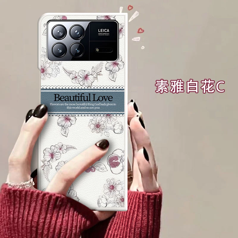 小米mixfold3手机壳新款素描花朵FOLD2折叠屏高级全包防摔保护套