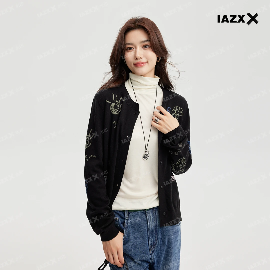 IAZXX「 如如 」撞色手绘涂鸦黑色开衫