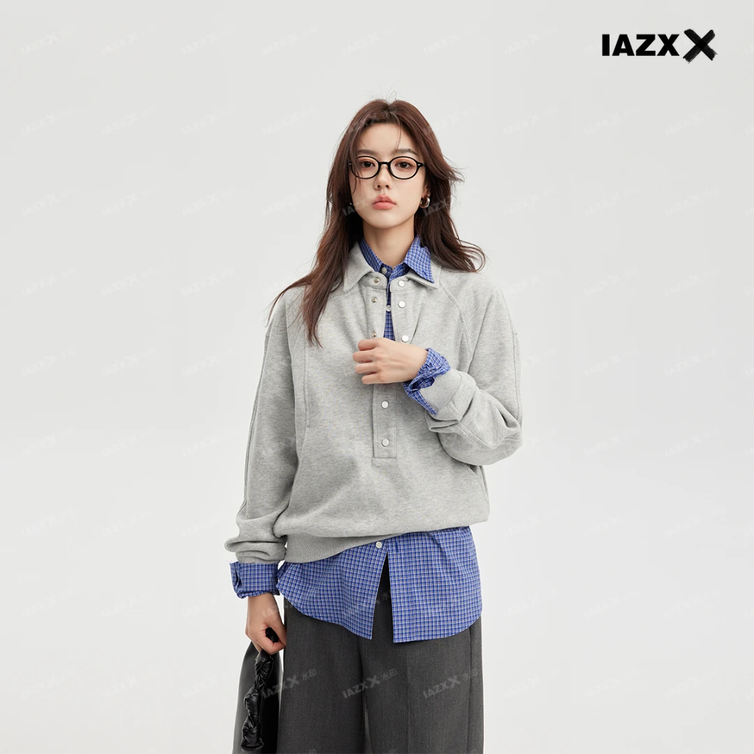 IAZXX「妙月」插肩袖宽松穿搭卫衣少女感