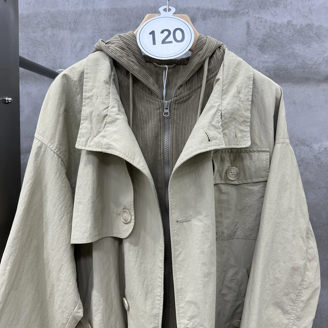 【228】高级感潮流连帽风衣韩系长款外套宽松过膝228 L *88