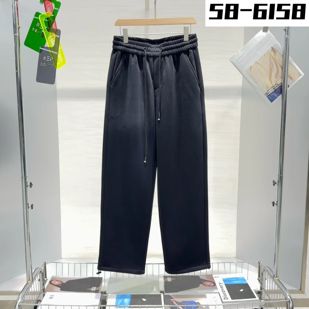 【6158】秋冬新款加绒加厚情侣宽松长款设计师休闲裤*88 K6158