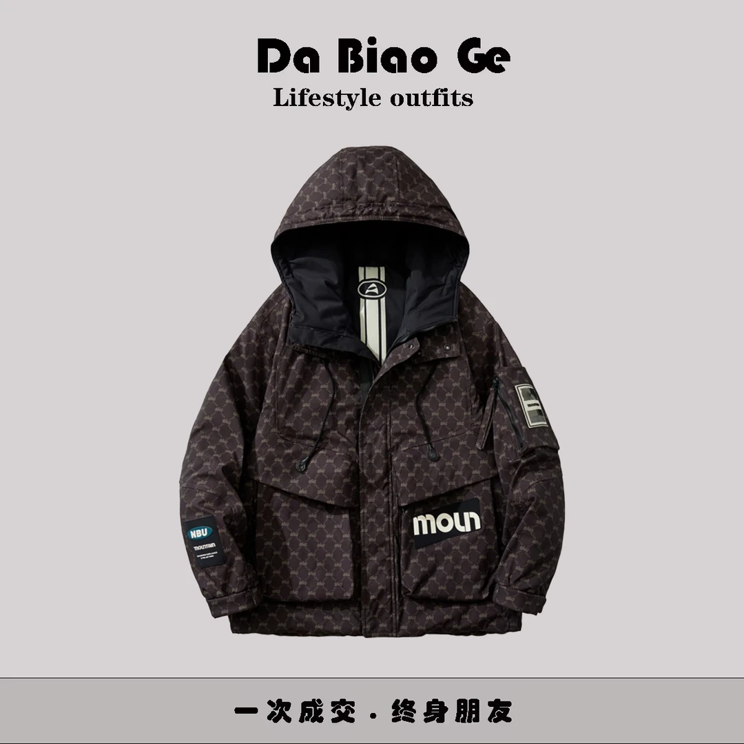 【SS192】冬季新款大口袋连帽男士羽服情侣款羽绒服192*88