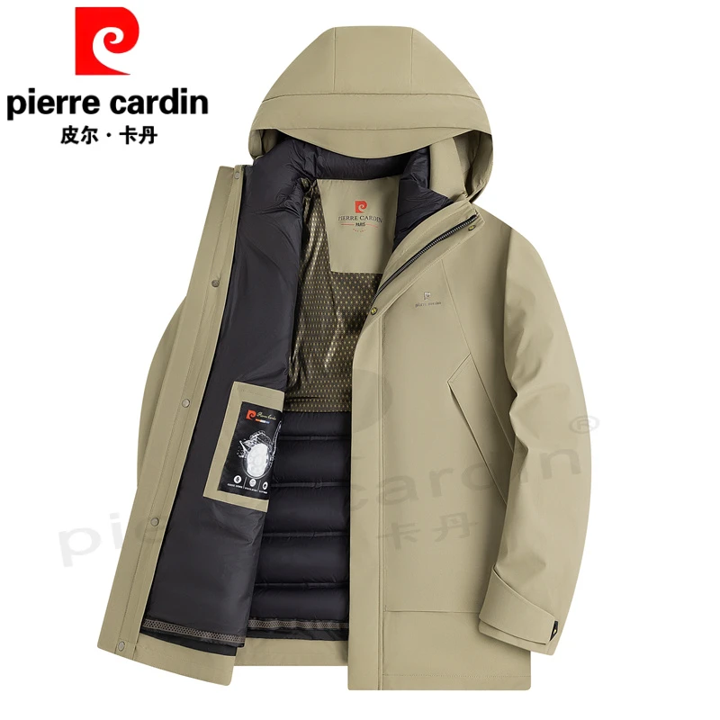 皮尔卡丹专柜正品冬季新款白鹅绒服休闲高端男士羽绒服保暖棉衣男