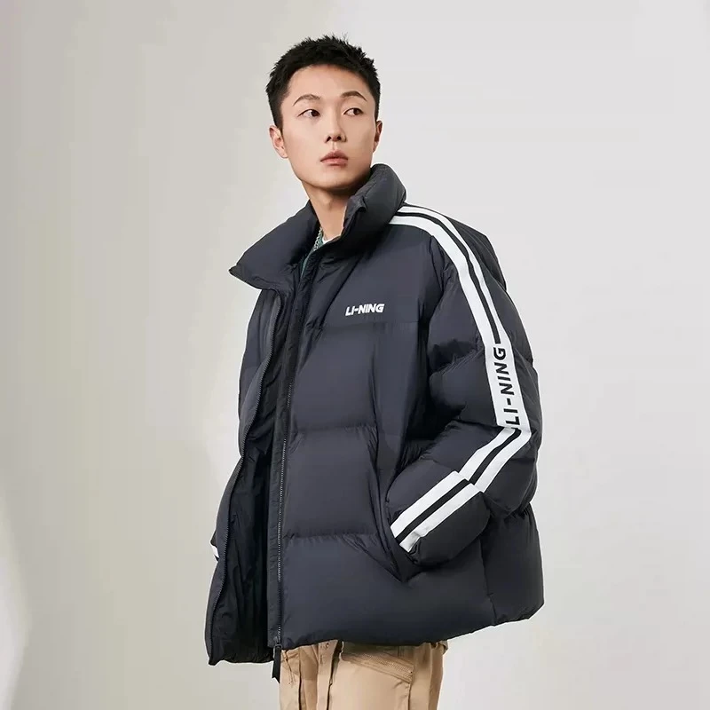 李宁羽绒服男女同款2025秋冬立领鸭绒时尚保暖面包服休闲潮流外套