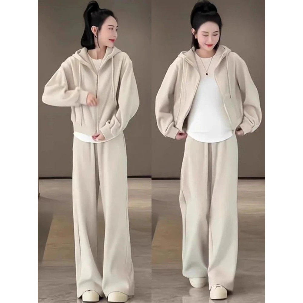 盐系慵懒风运动服套装女春秋宽松短款韩版时尚卫衣休闲两件套跑步