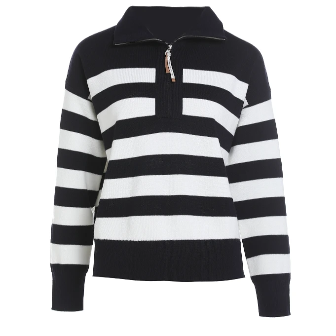 L·W/画而诗秋冬新款长袖时尚休闲女士ol条纹绵羊毛针织衫LBD94231