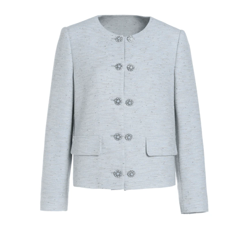 L·W/画而诗时尚百搭休闲圆领气质设计师款小香风短外套LBC91031