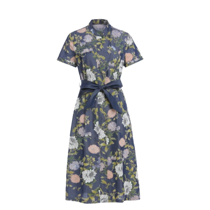 L·W/画而诗碎花显瘦气质时尚夏季复古国风印花女装连衣裙LBB65033