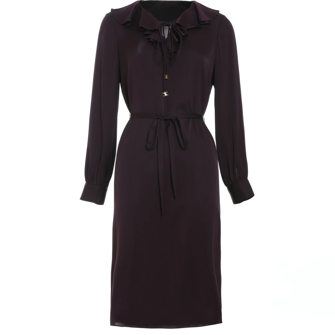 设计感轻奢女装桑蚕丝连衣裙显瘦气质时尚设计师长袖 LBD55019S