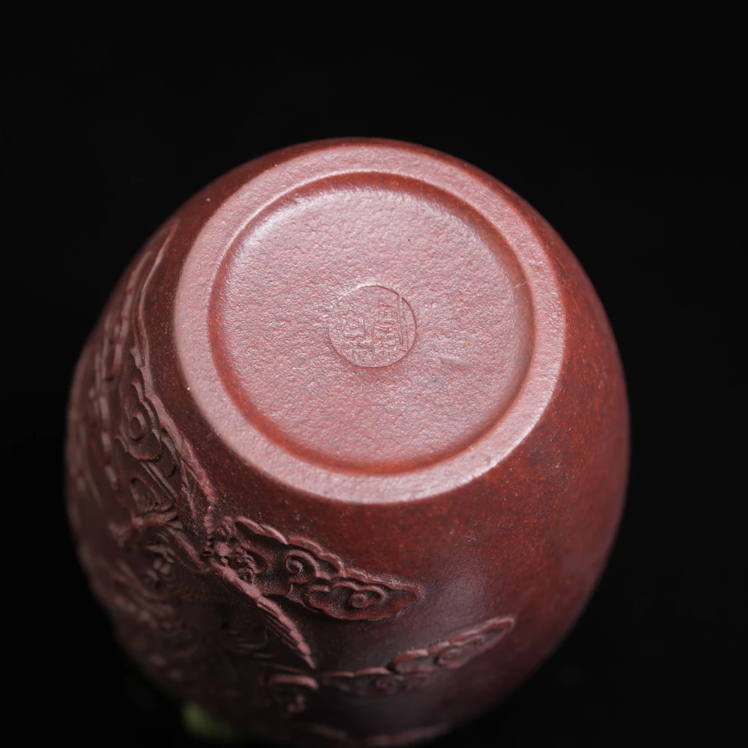 0104古红泥浮雕凤凰主人杯