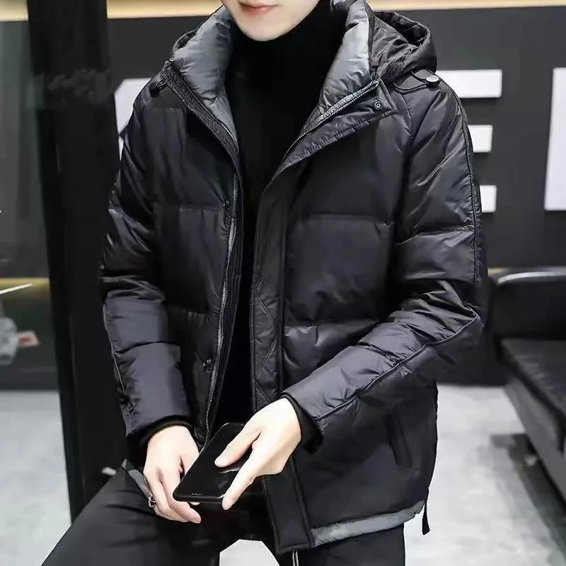 波司澄男士短款带帽羽绒服23新款潮男厚款白鸭绒保暖加绒加厚外套