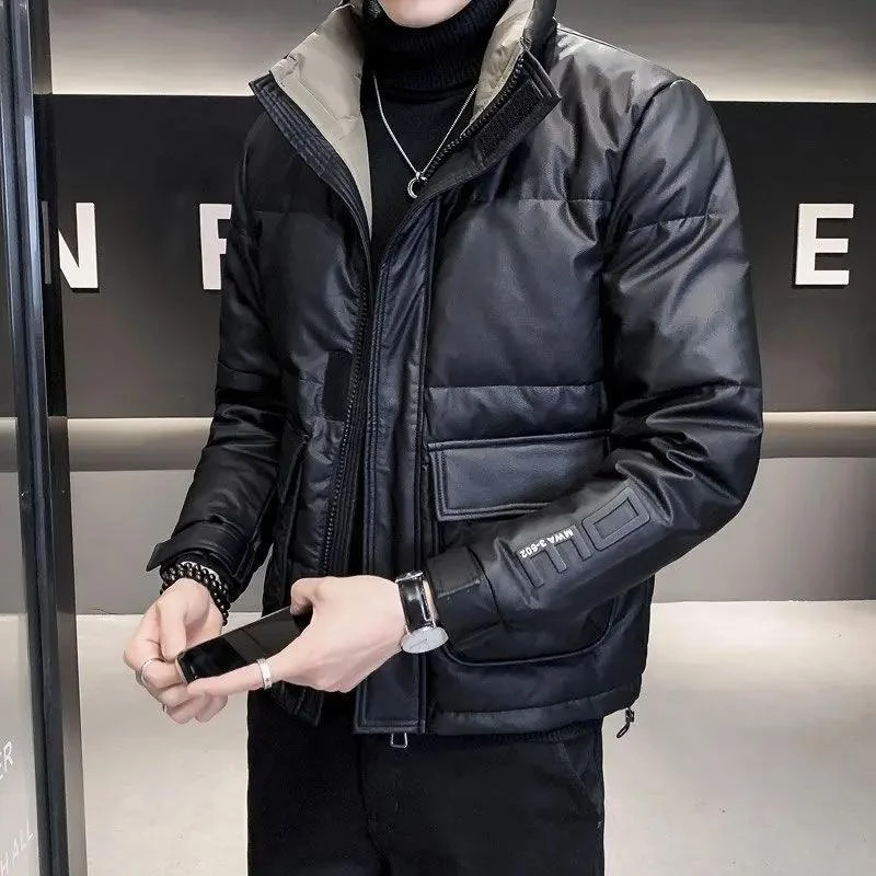 波司澄皮羽绒服男士2023新款高级感立领潮牌短款帅气潮牌冬装外套