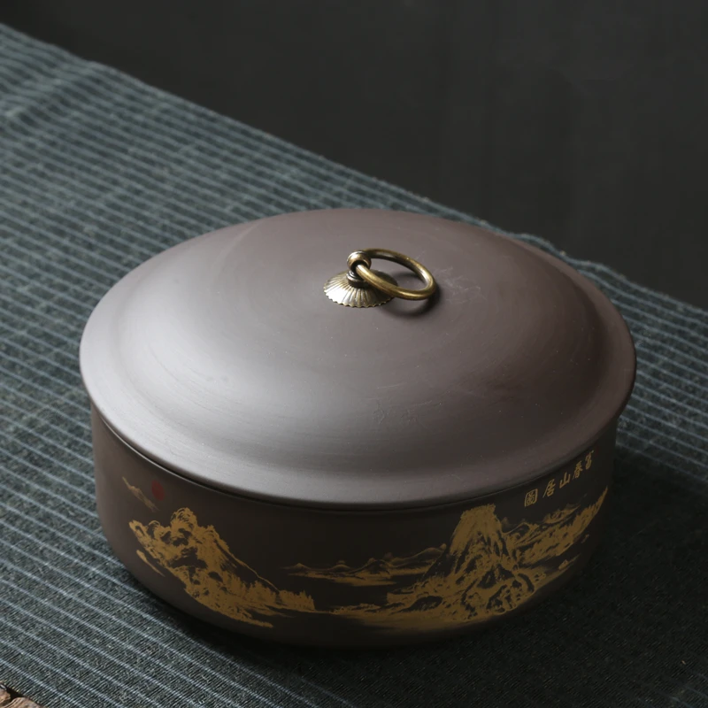 大号紫砂茶洗带盖家用茶渣缸客厅办公室茶具配件洗茶杯盆水盂笔洗