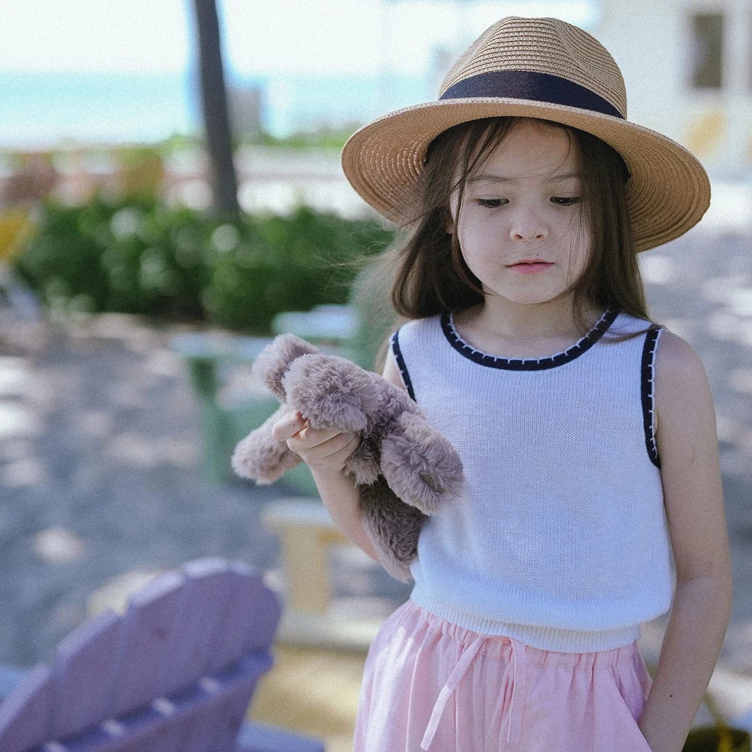 史豌豆女童针织背心儿童内花边无袖 Q869