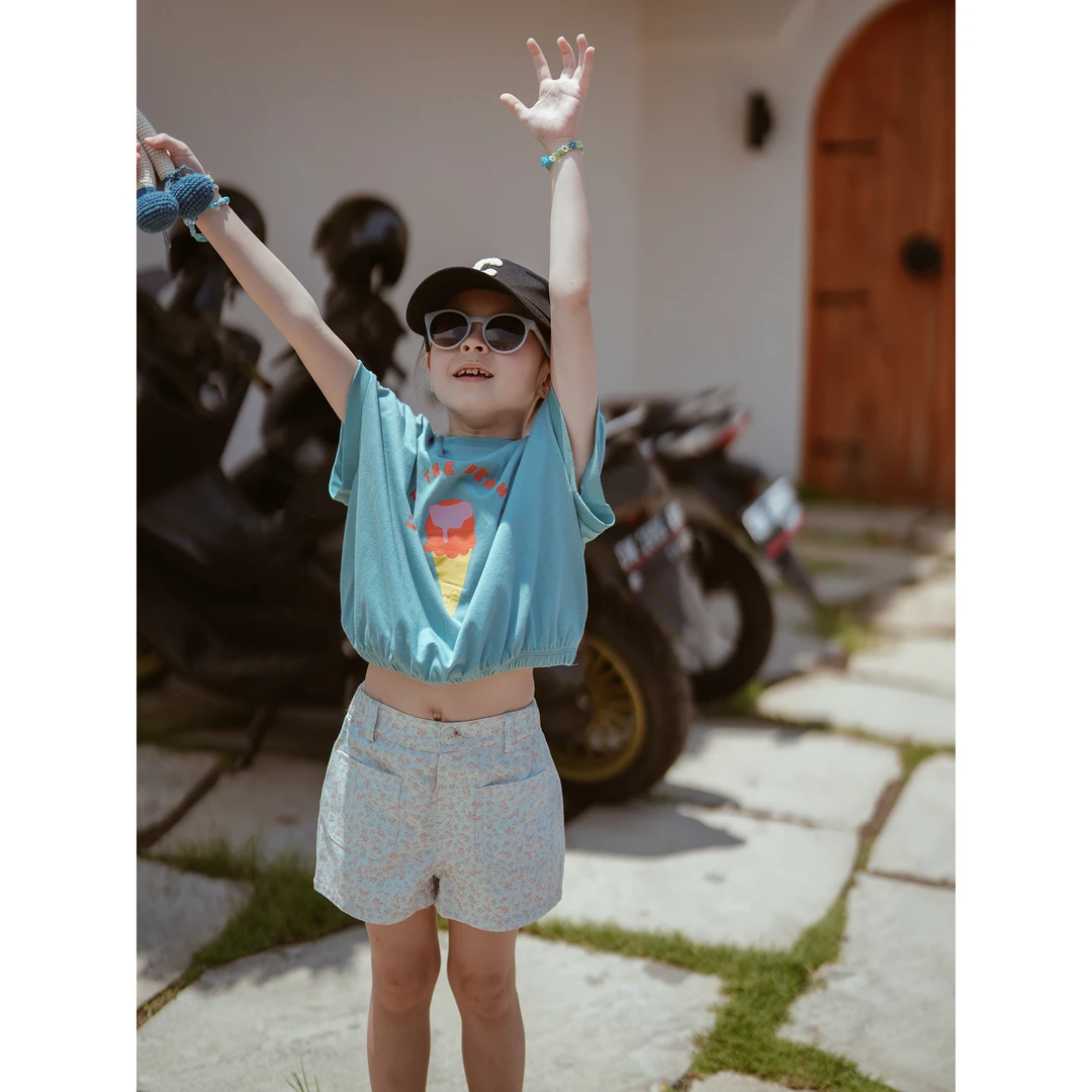 史豌豆女童2024夏季新款收腰下摆卡通冰淇淋无袖T Y2996