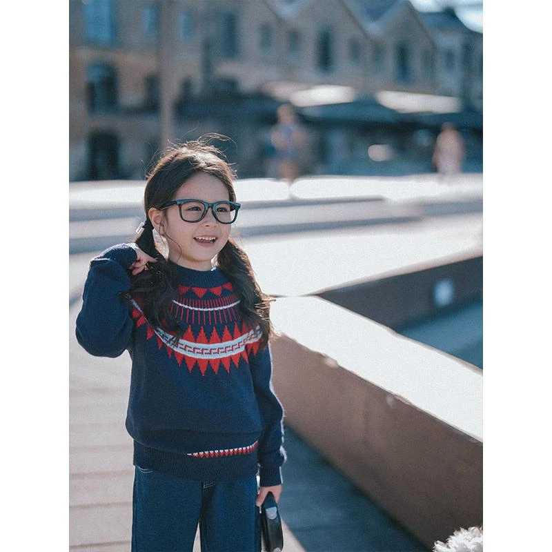 PISELLI史豌豆女童花纹毛衣 Y3754