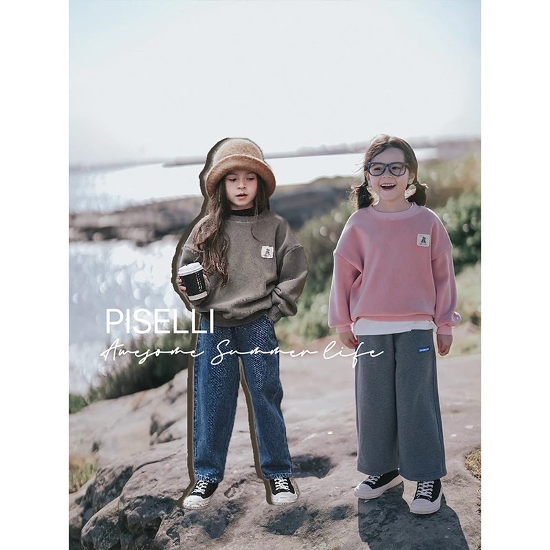 PISELLI史豌豆女童小熊圆领上衣 Q1282