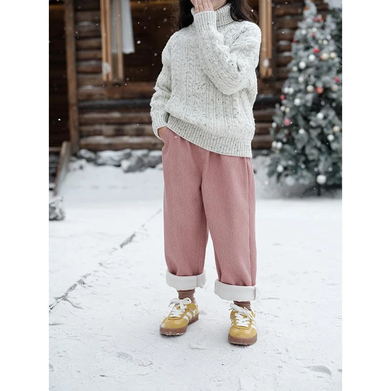 史豌豆女童水洗一体绒休闲裤 Q1243