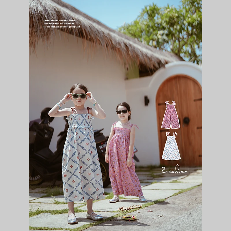 史豌豆女童2024夏季新款碎花吊带连体裤 Y3266 Y3270