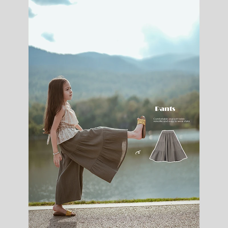 史豌豆女童 橄榄绿阔腿裤 K1606