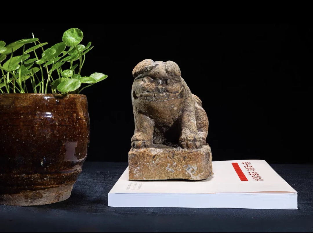 石头摆件中式茶室空间装饰摆件老物件小狮摆件（10 13 15）