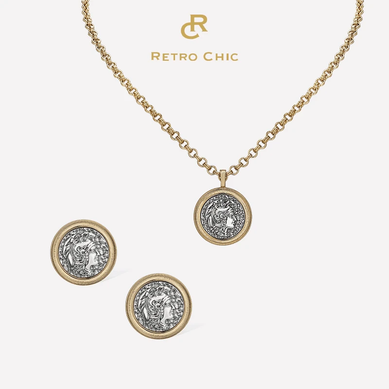 铜合金项链 RC RETRO CHIC意大利创意饰品 罗马古币项链+耳环套装