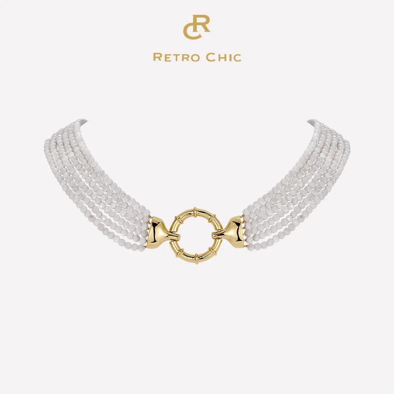 合金项链 Retro Chic 意大利复古时尚首饰复古珠链项链（雅典白）