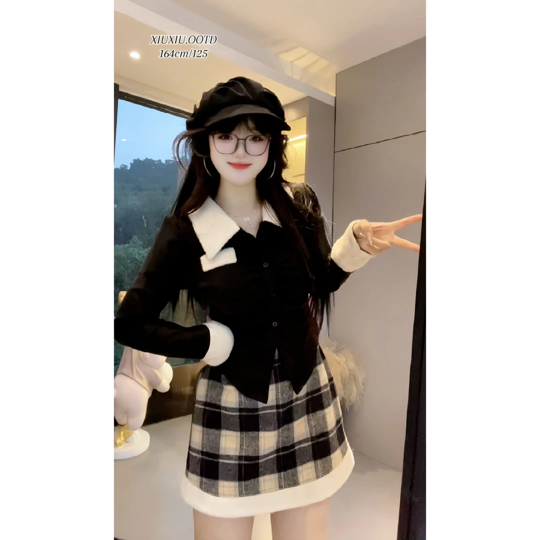 【大约在冬季】7558微胖mm针织打底衫女内搭秋冬高腰设计感上衣套装