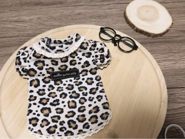 甜美辣妹豹纹宠物T恤