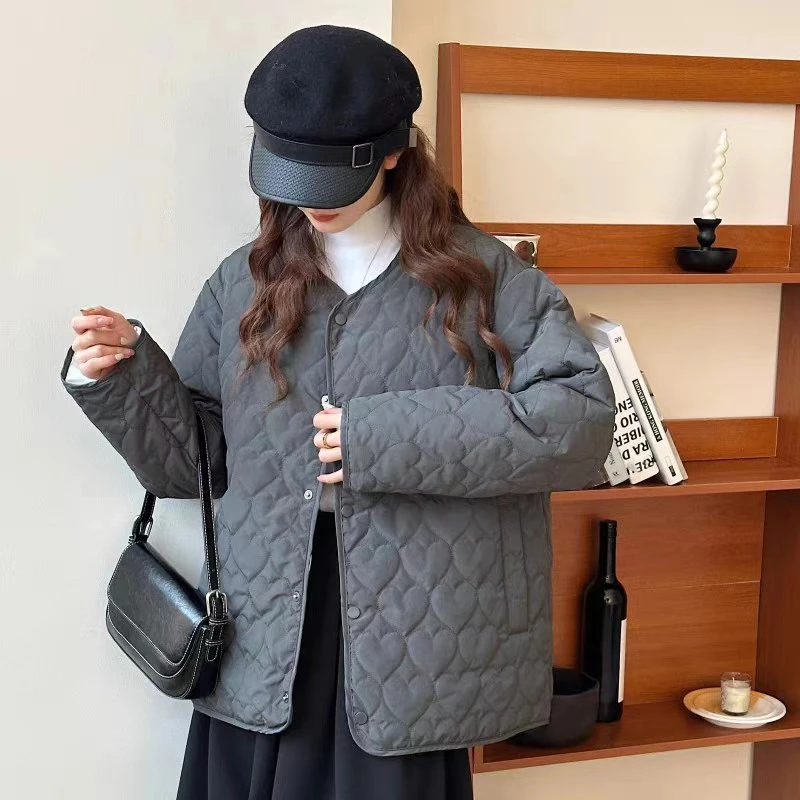 (爱心纹理轻薄羽绒服)A039新款秋冬季时尚百搭印花羽绒服L