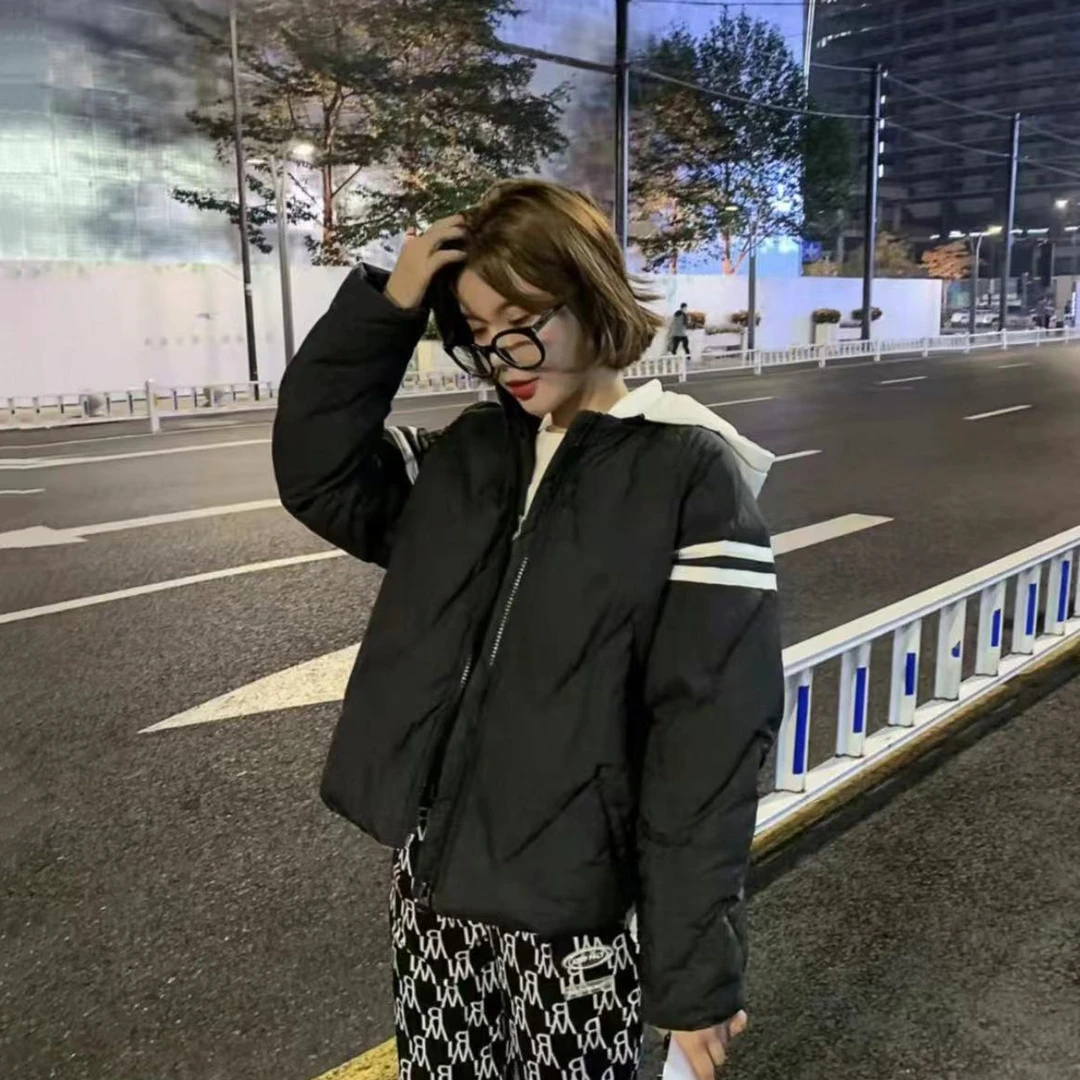 (两穿羽绒服)情侣款秋冬季百搭帽子可拆卸休闲宽松运动风羽绒服H
