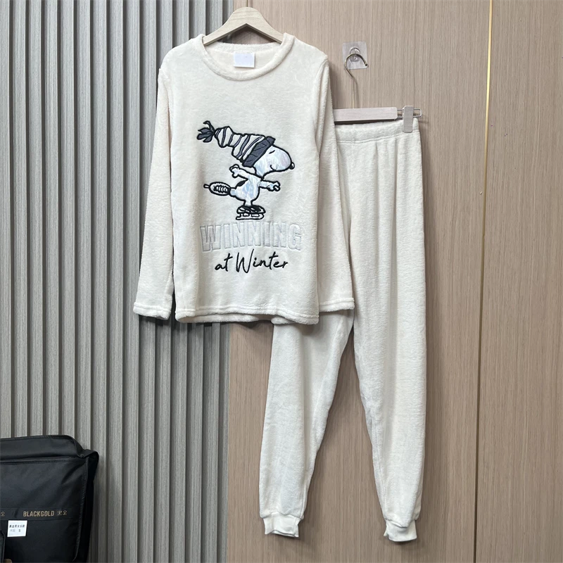 （出口订单）秋冬季居家休闲舒适时尚保暖毛毛亲肤家居服套装W