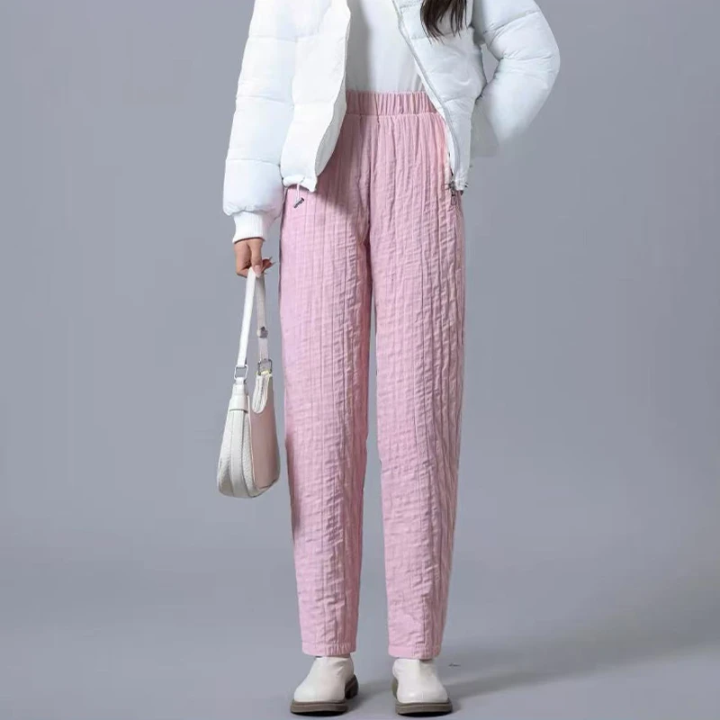 (洋气褶皱哈伦鹅绒裤)2931秋冬新款舒适时尚宽松直筒羽绒裤W