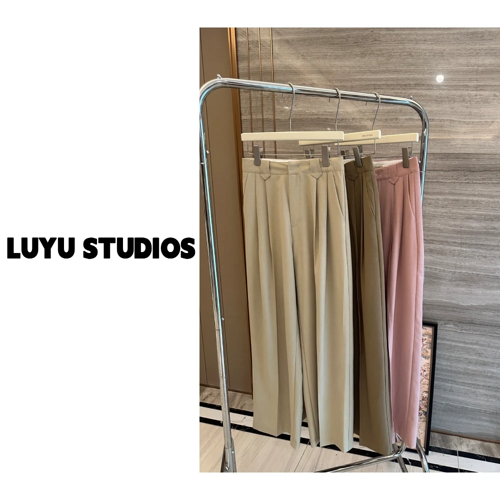 LUYU  时尚休闲纯色显瘦阔腿百搭气质直筒西装裤